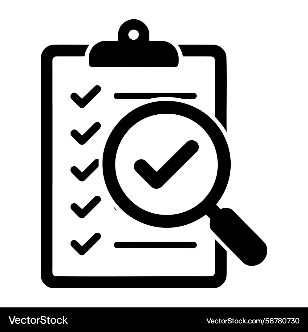 Review Checklist with Magnifying Glass Vector Image