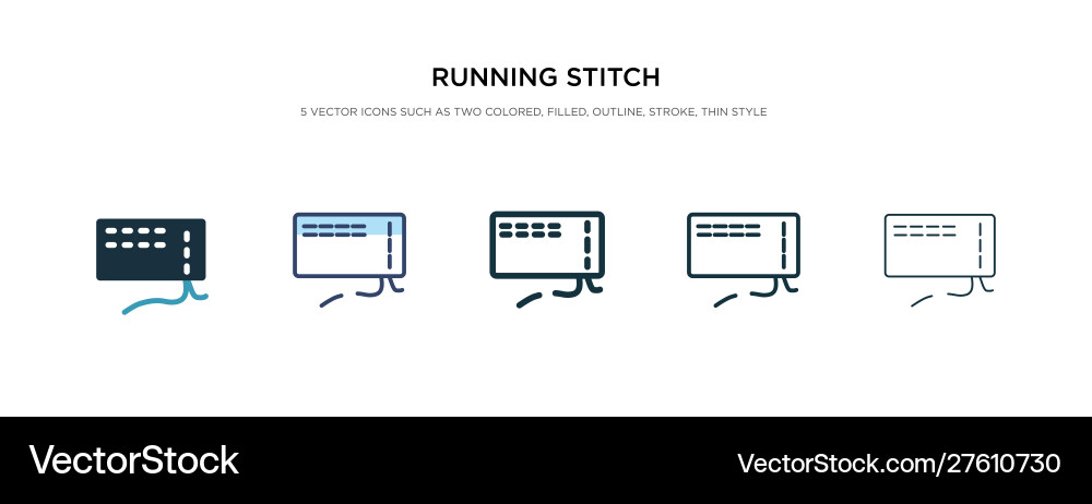 Running stitch icon in different style two Vector Image