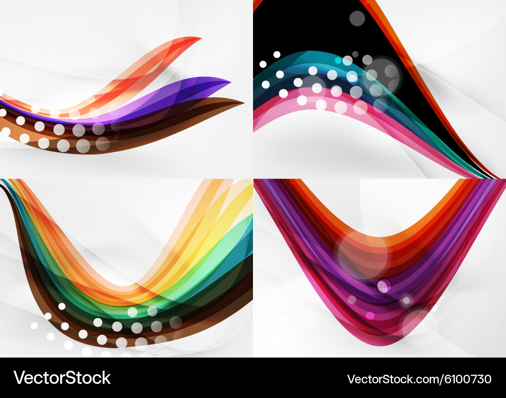 Set abstract backgrounds curve wave lines Vector Image