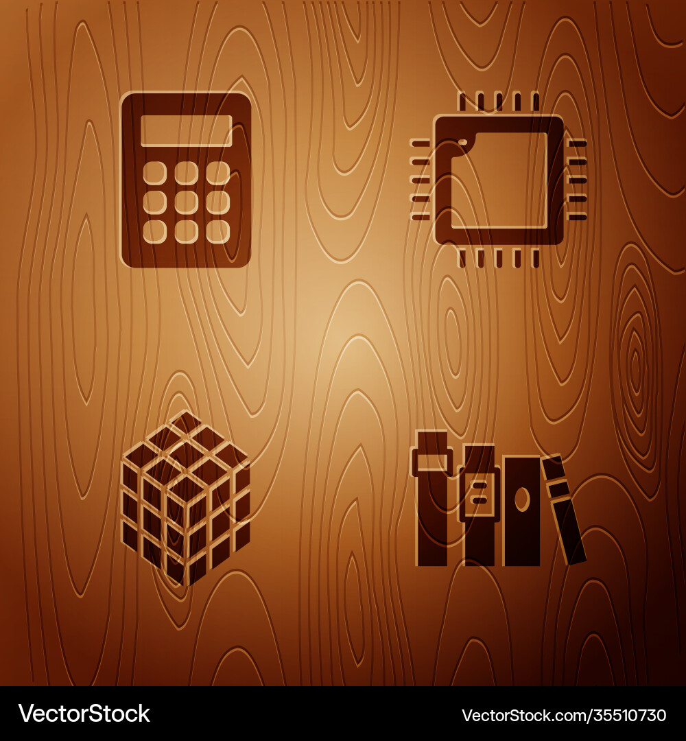 Set book calculator rubik cube and processor vector image