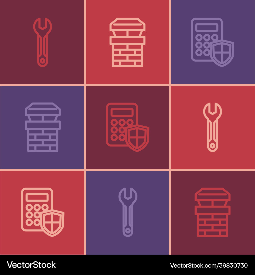 Set line wrench spanner security keypad access Set line wrench spanner security keypad access vector image
