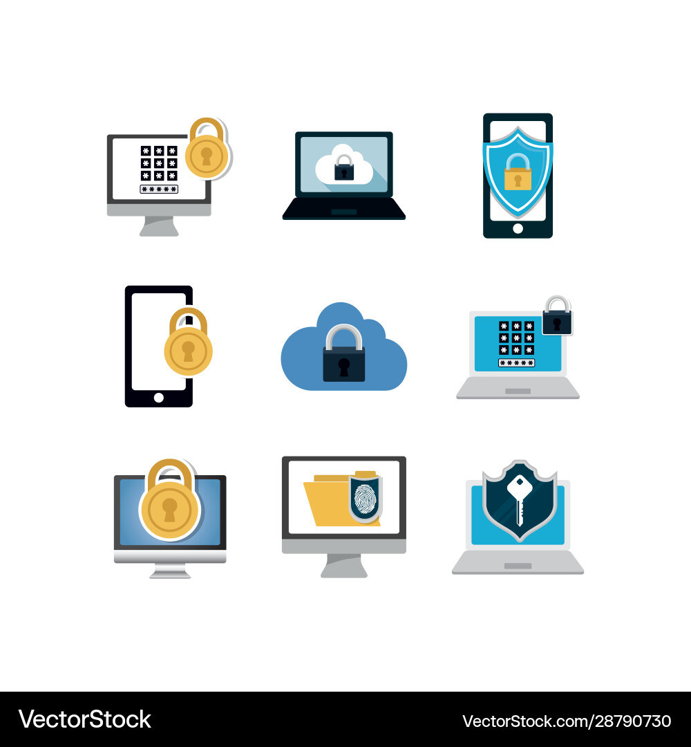 Set security system design vector image