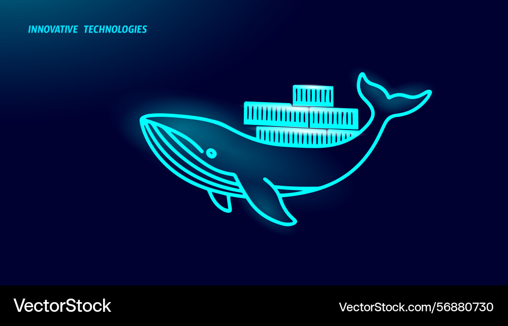 Whale and container computer docker developer app Whale and container computer docker developer app vector image