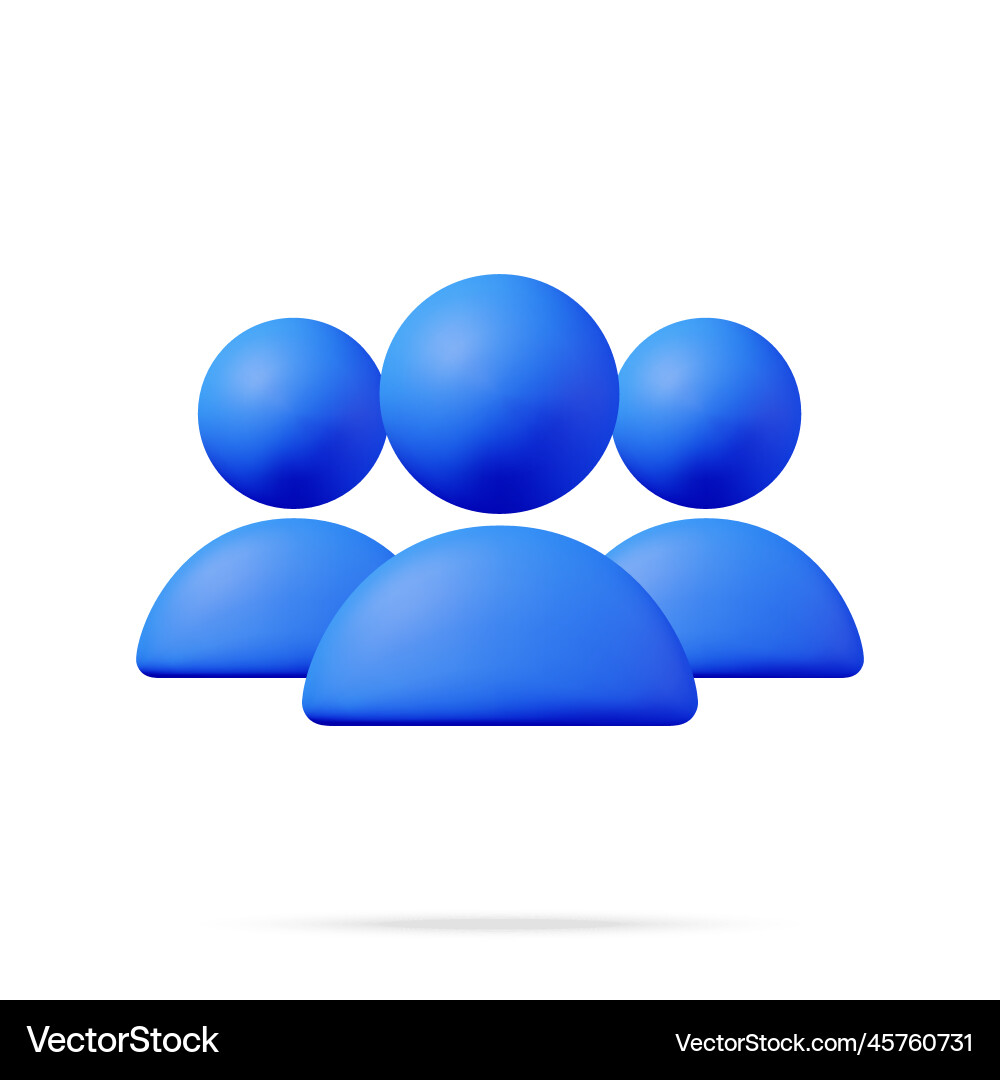 3d simple group user icon isolated 3d simple group user icon isolated vector image