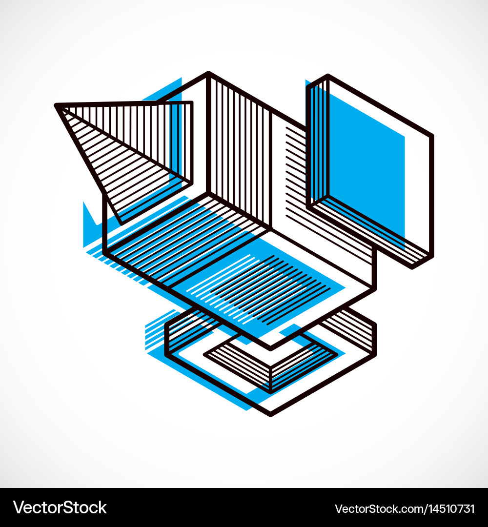 Abstract isometric dimensional shape made using vector image