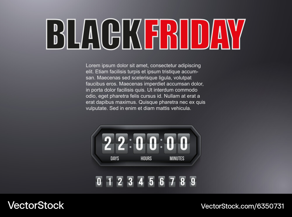 Background black friday and countdown timer vector image