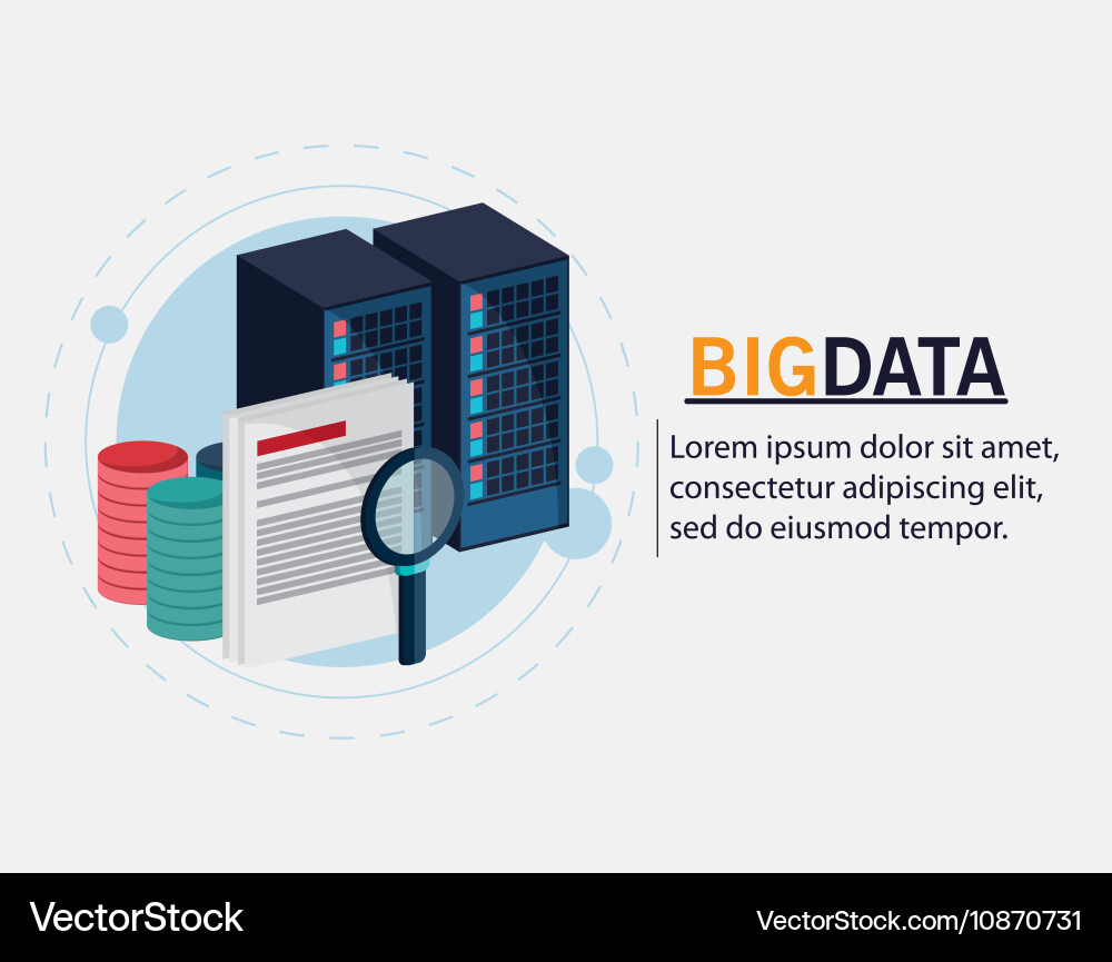 Big data center base and web hosting icon set Vector Image