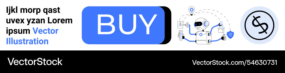 Blue and black buy button with security Vector Image