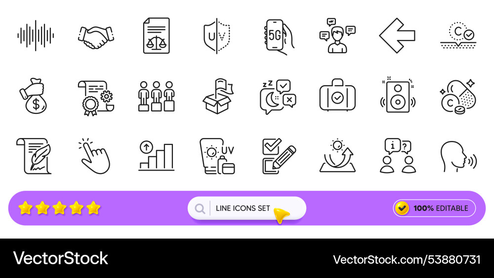 Bribe interview and cursor line icons for web app Bribe interview and cursor line icons for web app vector image