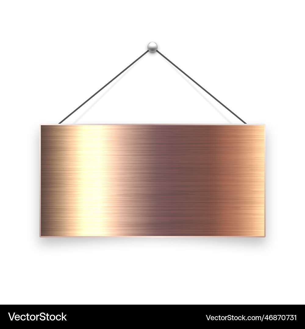Brushed metal blank hanging signboard vintage Brushed metal blank hanging signboard vintage vector image