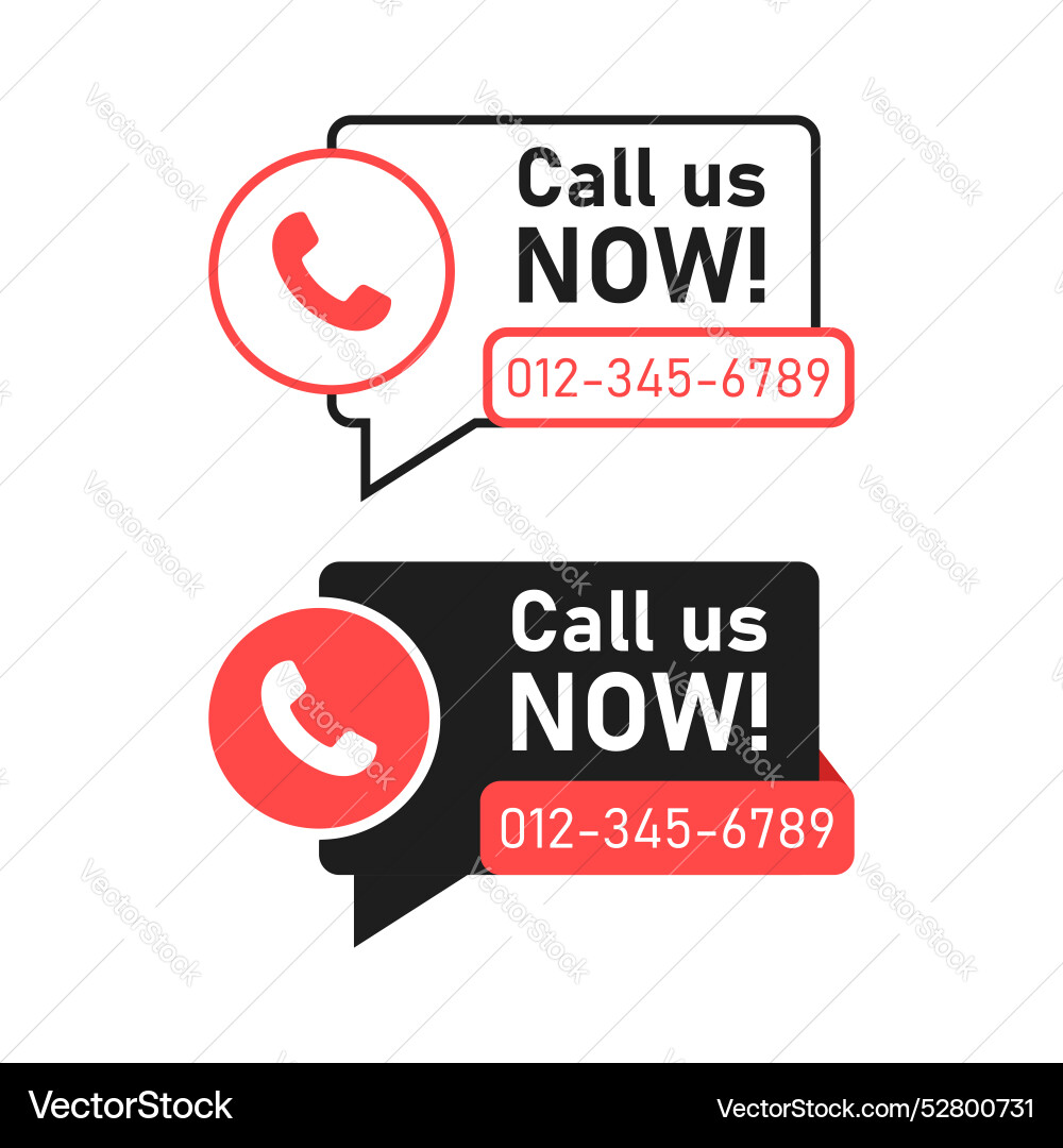 Call us button icon in flat style phone number Call us button icon in flat style phone number vector image