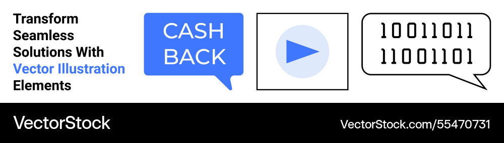 Cashback offer digital play button and binary Vector Image