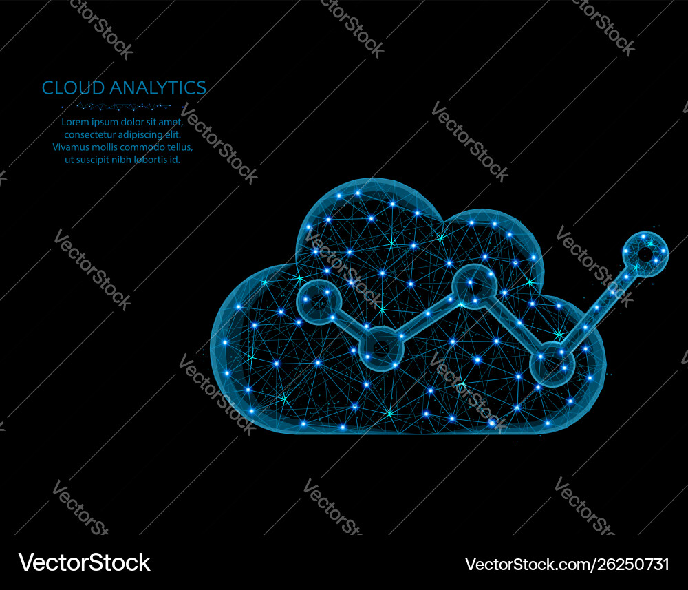 Cloud analytics low poly model data analysis Cloud analytics low poly model data analysis vector image