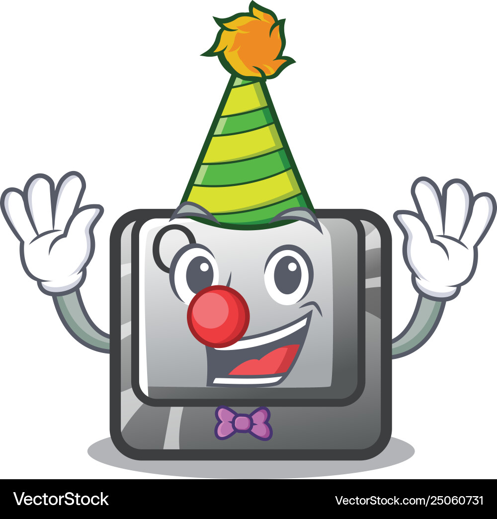 Clown q button installed on cartoon computer vector image