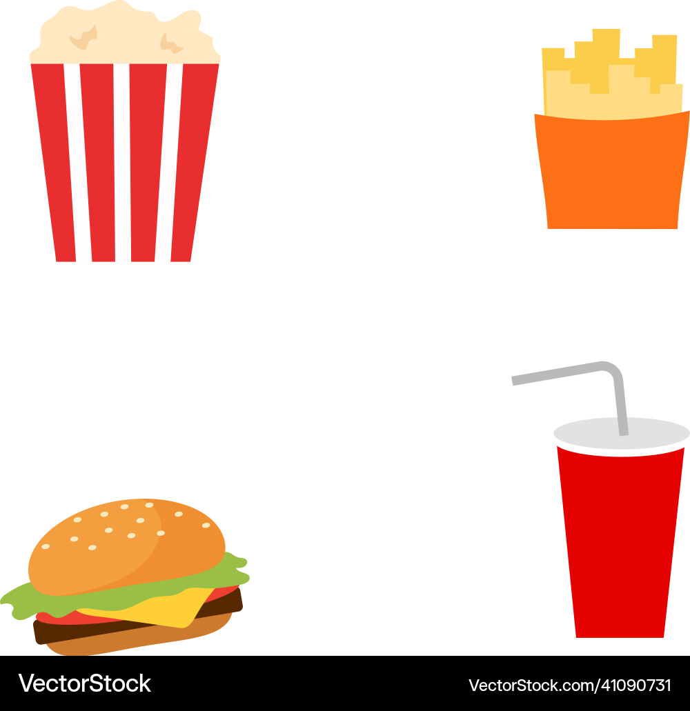 Fast food flat color objects set Fast food flat color objects set vector image