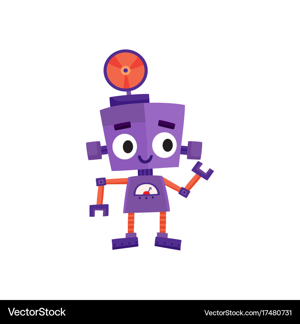 Flat cartoon small funny male boy robot Vector Image