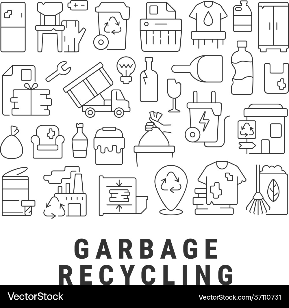 Garbage recycling abstract linear concept layout Garbage recycling abstract linear concept layout vector image
