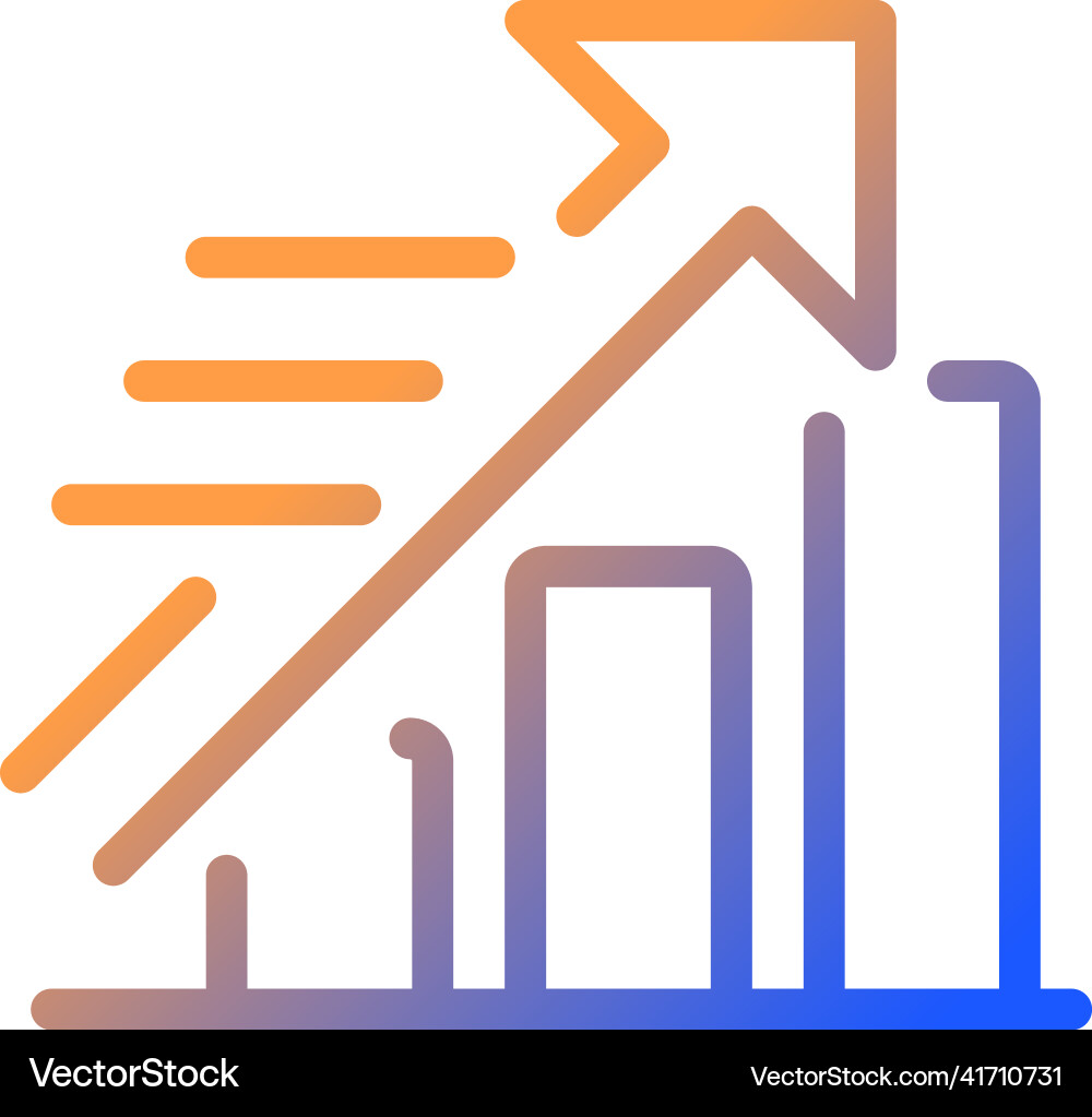 Growing statistics gradient linear icon Growing statistics gradient linear icon vector image