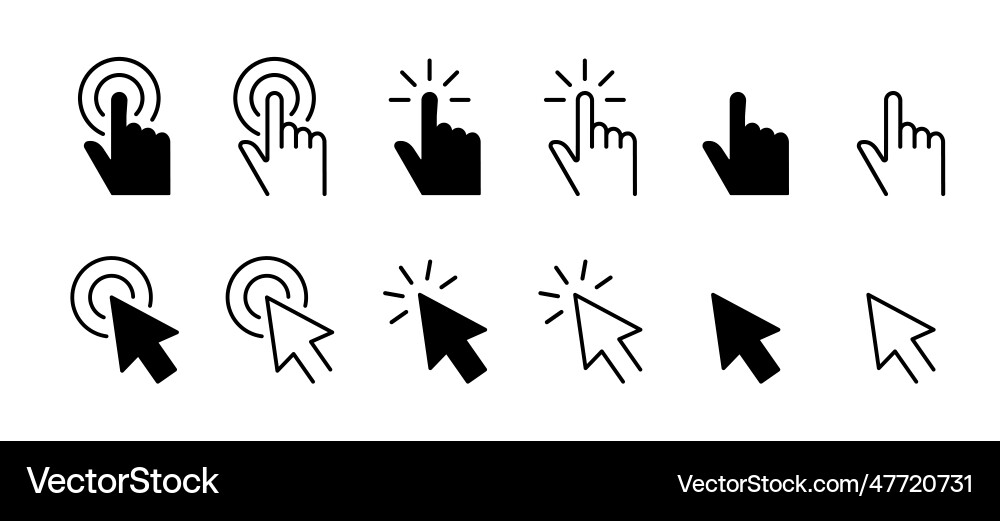 Hand Cursor Icons - Click & Pointer vektorbild