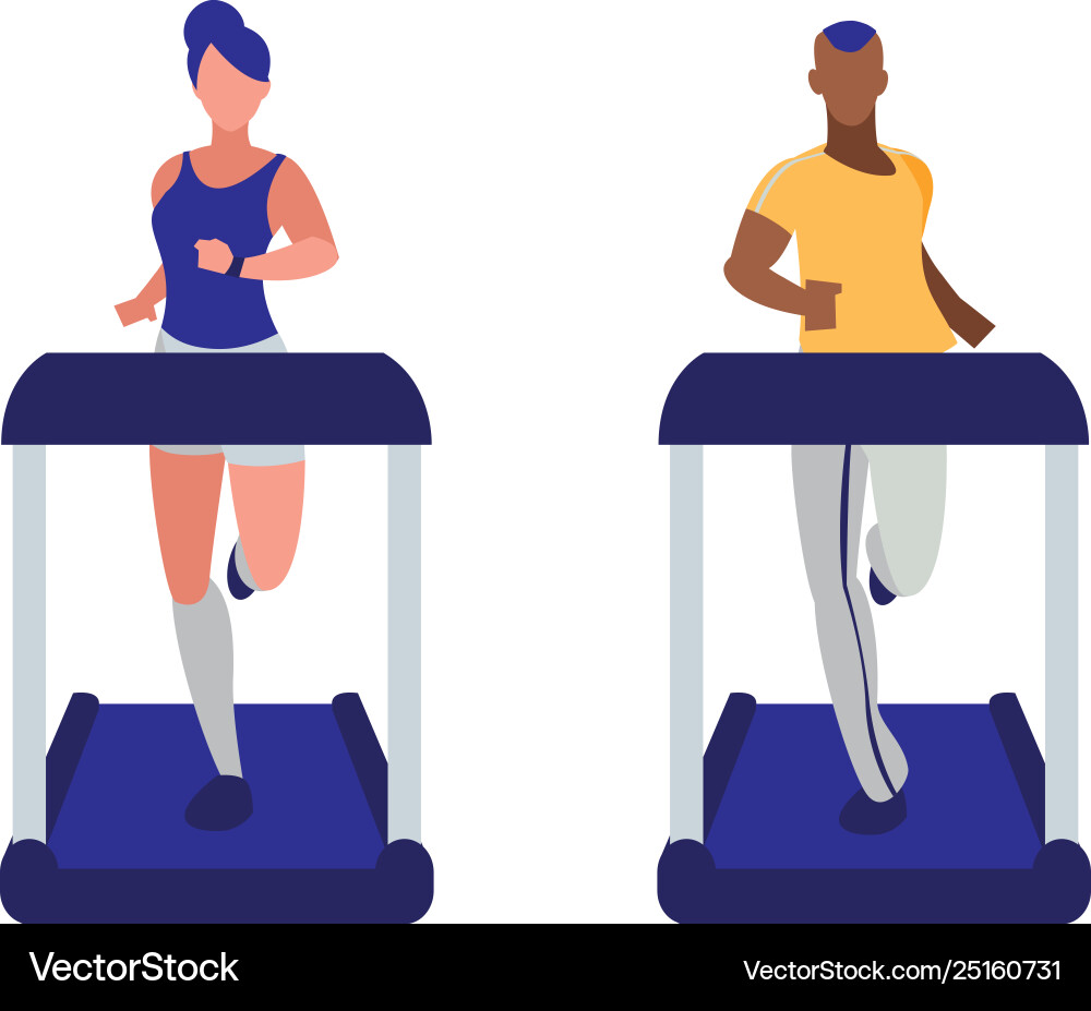 Leichtathletik-Paar mit elektrischem Laufband Leichtathletik-Paar mit elektrischem Laufband vektorbild