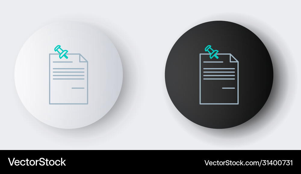 Line note paper with pinned pushbutton icon Line note paper with pinned pushbutton icon vector image