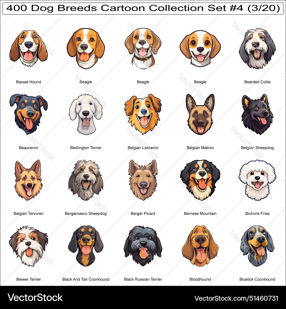 Lustige Hund Rassen Cartoon Charaktere niedliche Hunde Lustige Hund Rassen Cartoon Charaktere niedliche Hunde vektorbild