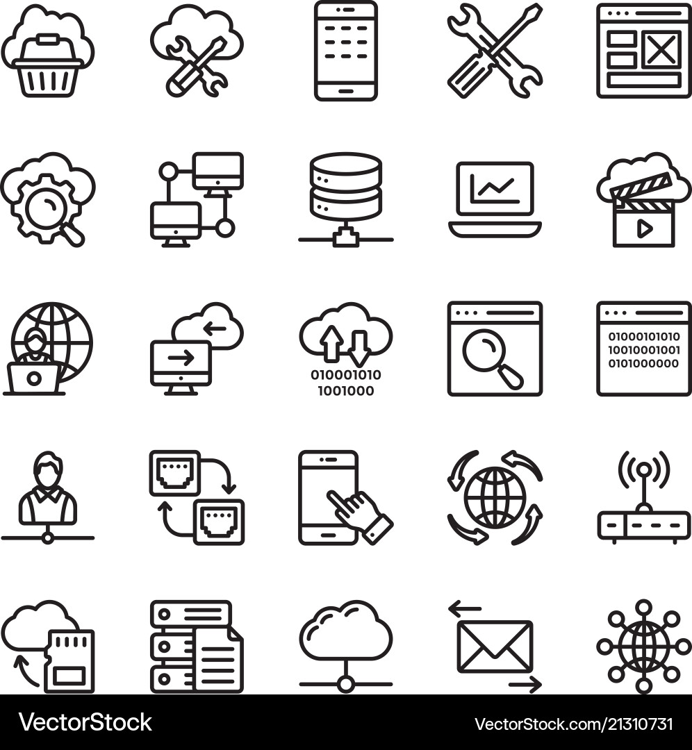 Network and cloud computing icons set Vector Image