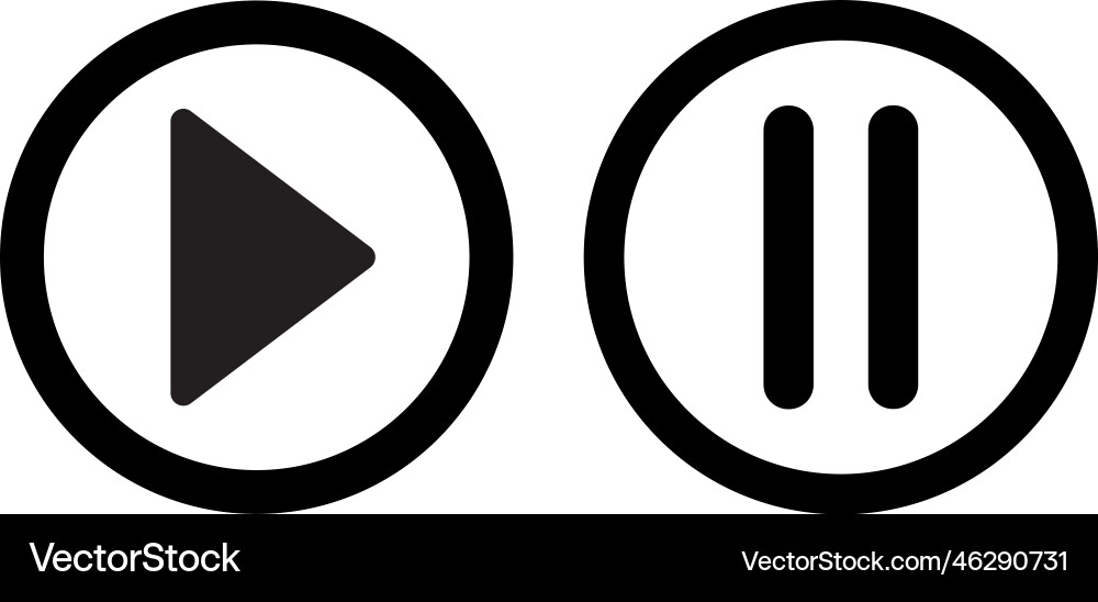 Play and pause button icon media player control Play and pause button icon media player control vector image