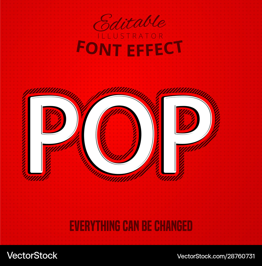 Pop text editable font effect Vector Image