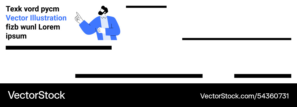 Professional guide presentation with man pointing vector image