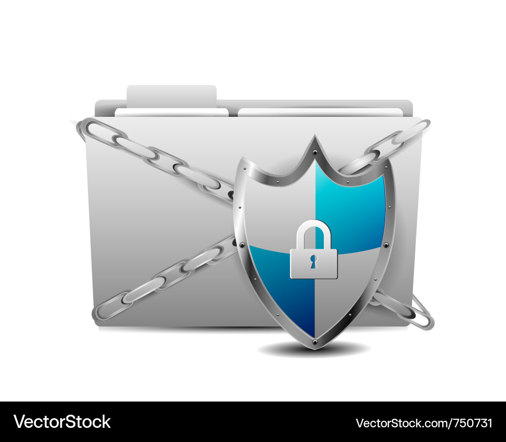 Security Shield with Folder Icon vector image