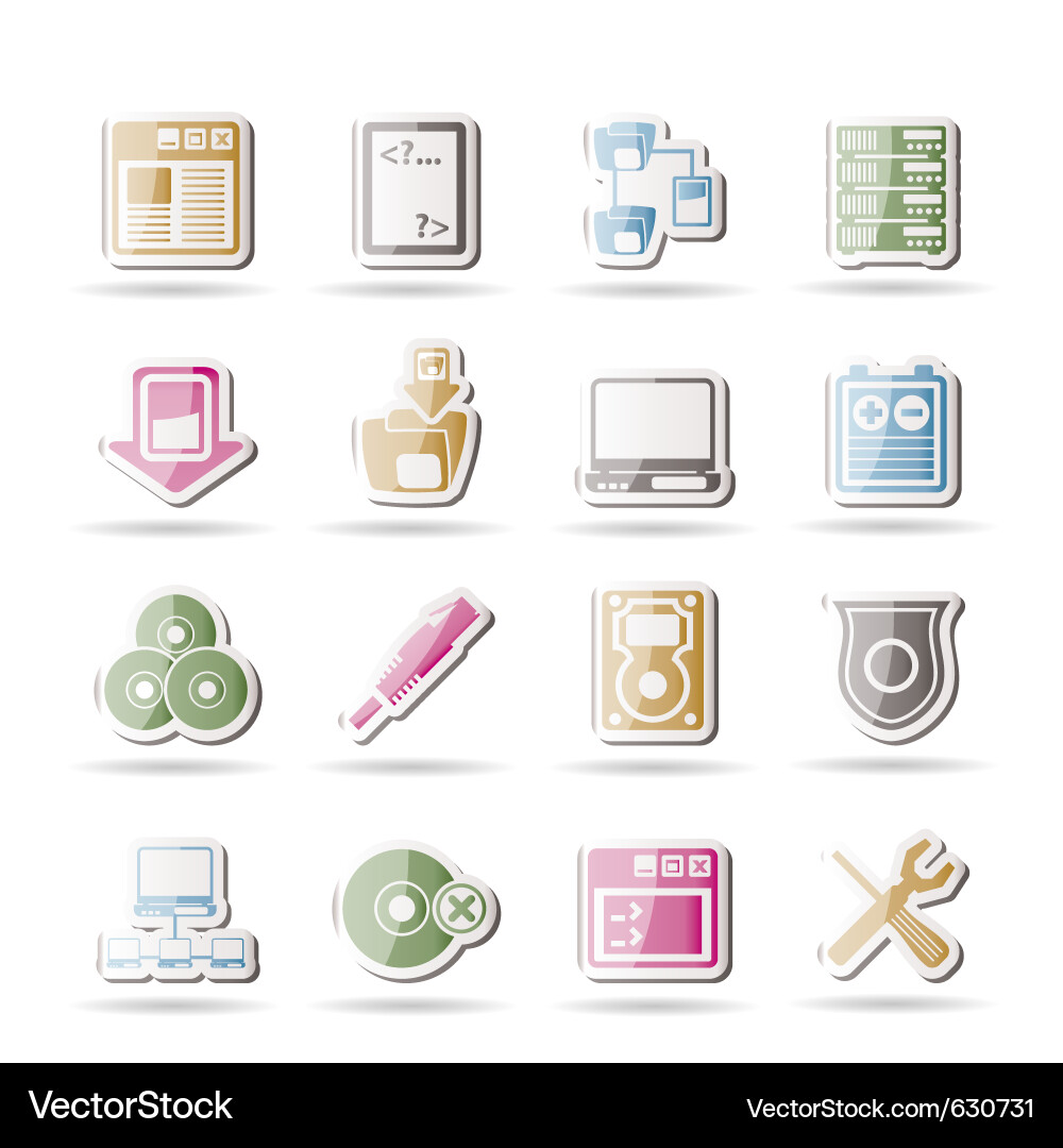 Server side computer icons Vector Image
