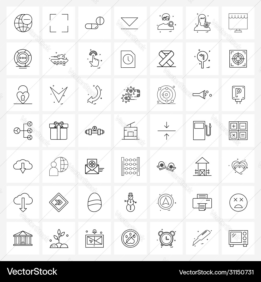Set 49 simple line icons for web and print vector image