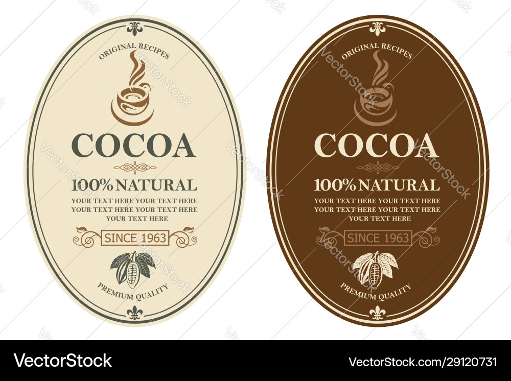 Set cocoa labels Set cocoa labels vector image