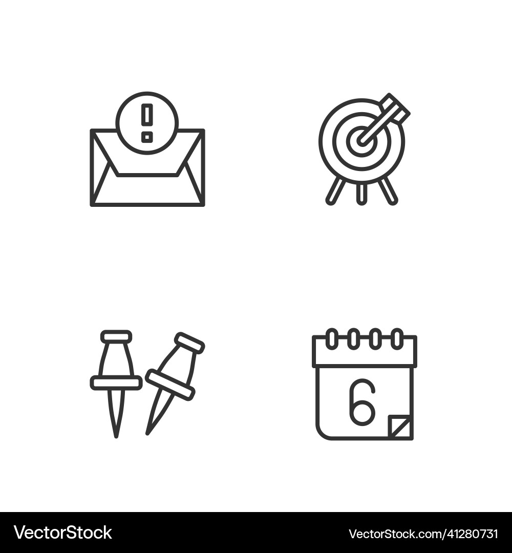 Set line calendar push pin envelope and target Set line calendar push pin envelope and target vector image