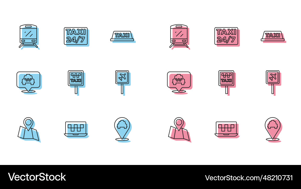 Set line folded map with location laptop call Set line folded map with location laptop call Vector Image