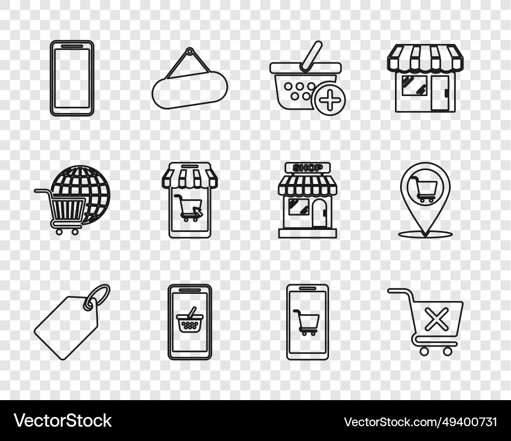 Set line label template price tag remove shopping Set line label template price tag remove shopping vector image