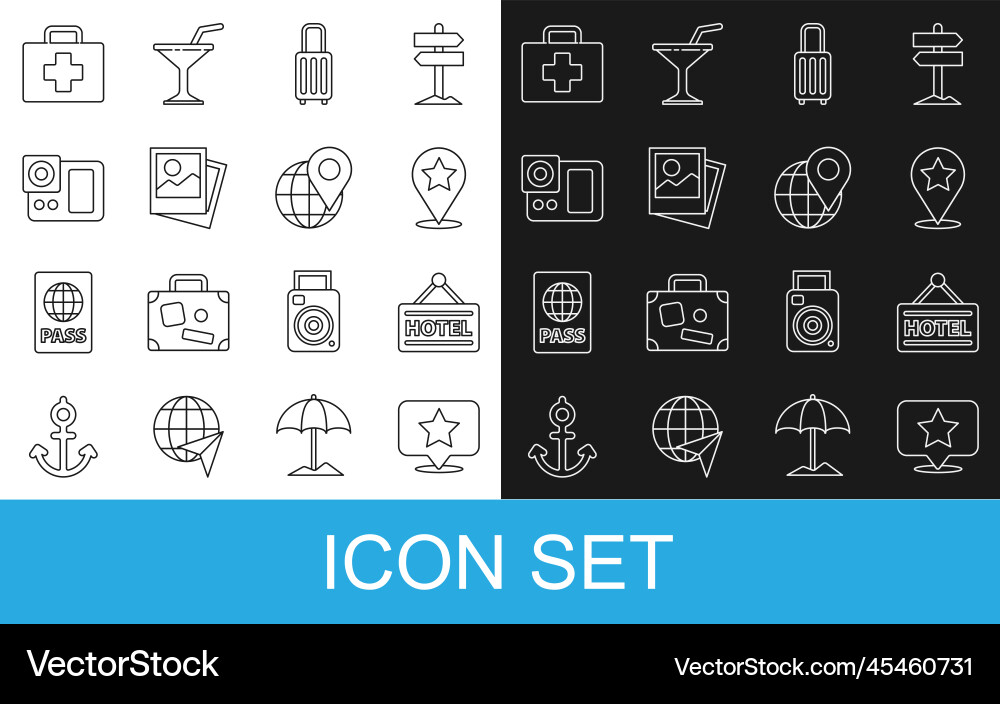 Set line map pointer with star signboard text Set line map pointer with star signboard text vector image