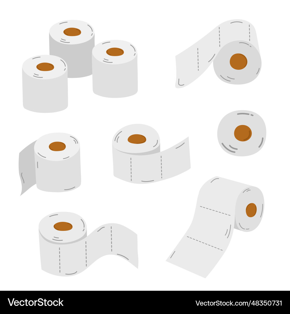 Set of white toilet paper in cartoon style Set of white toilet paper in cartoon style vector image