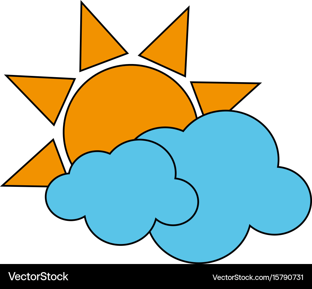 Sun with clouds icon image Vector Image