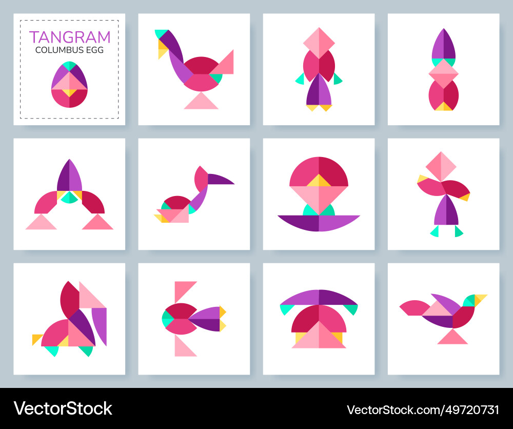 Tangram Puzzle-Set mit verschiedenen Objekten Tangram Puzzle-Set mit verschiedenen Objekten vektorbild