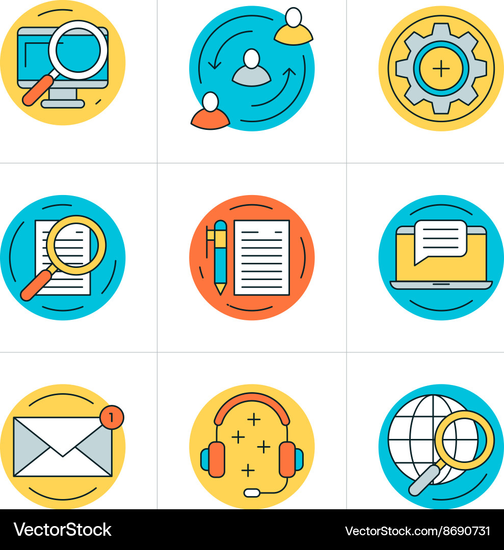 Thin line icon set flat style icons for website Vector Image