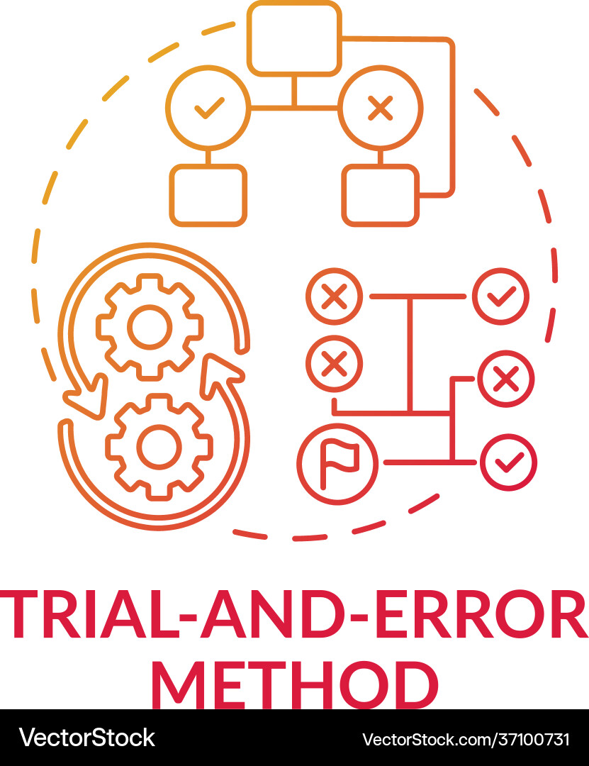 Trial and error method red gradient concept icon Trial and error method red gradient concept icon vector image