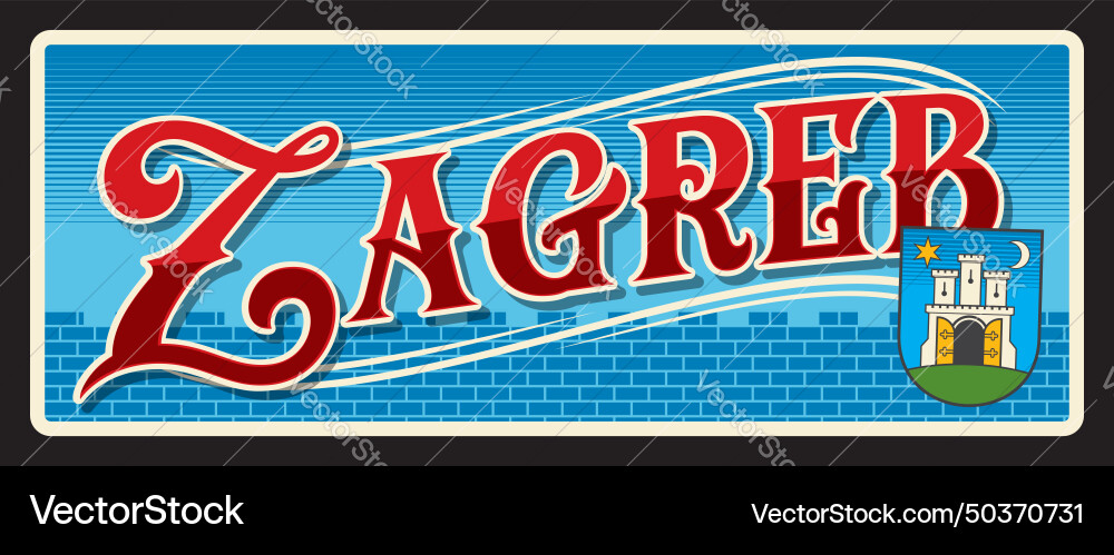Zagreb croatian city travel sticker Zagreb croatian city travel sticker vektorbild