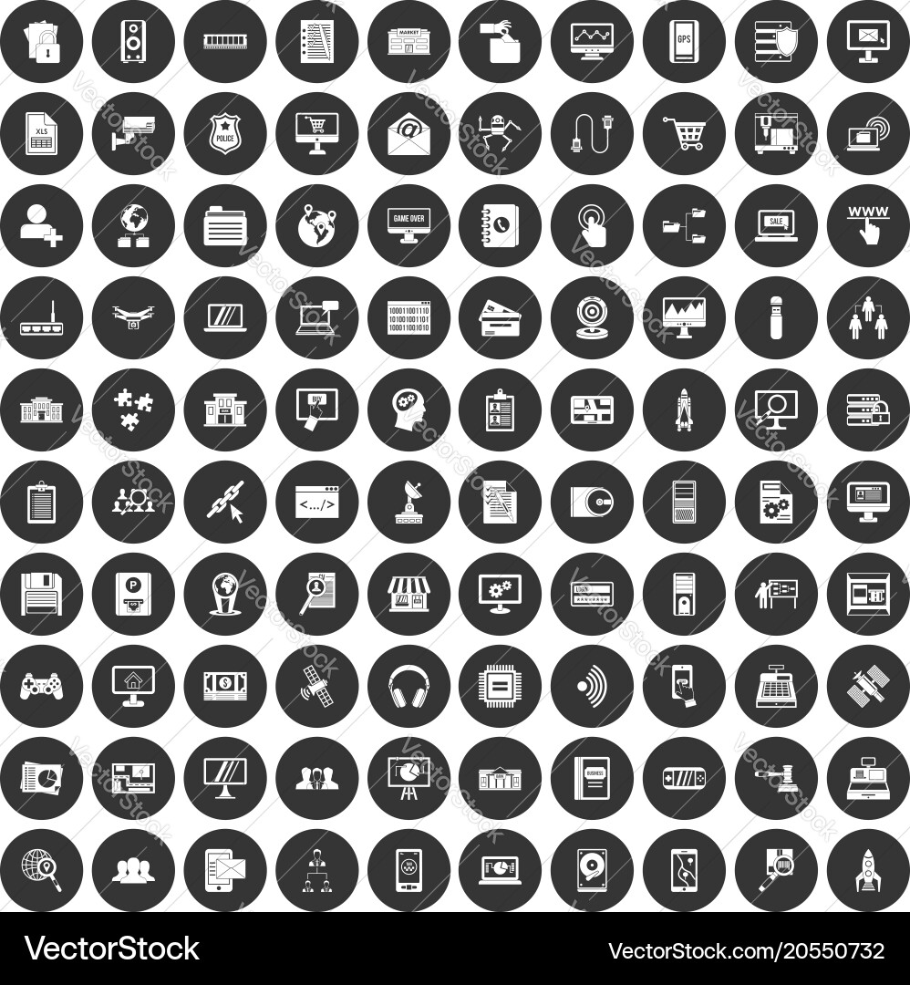 100 Database Icon Set vector image