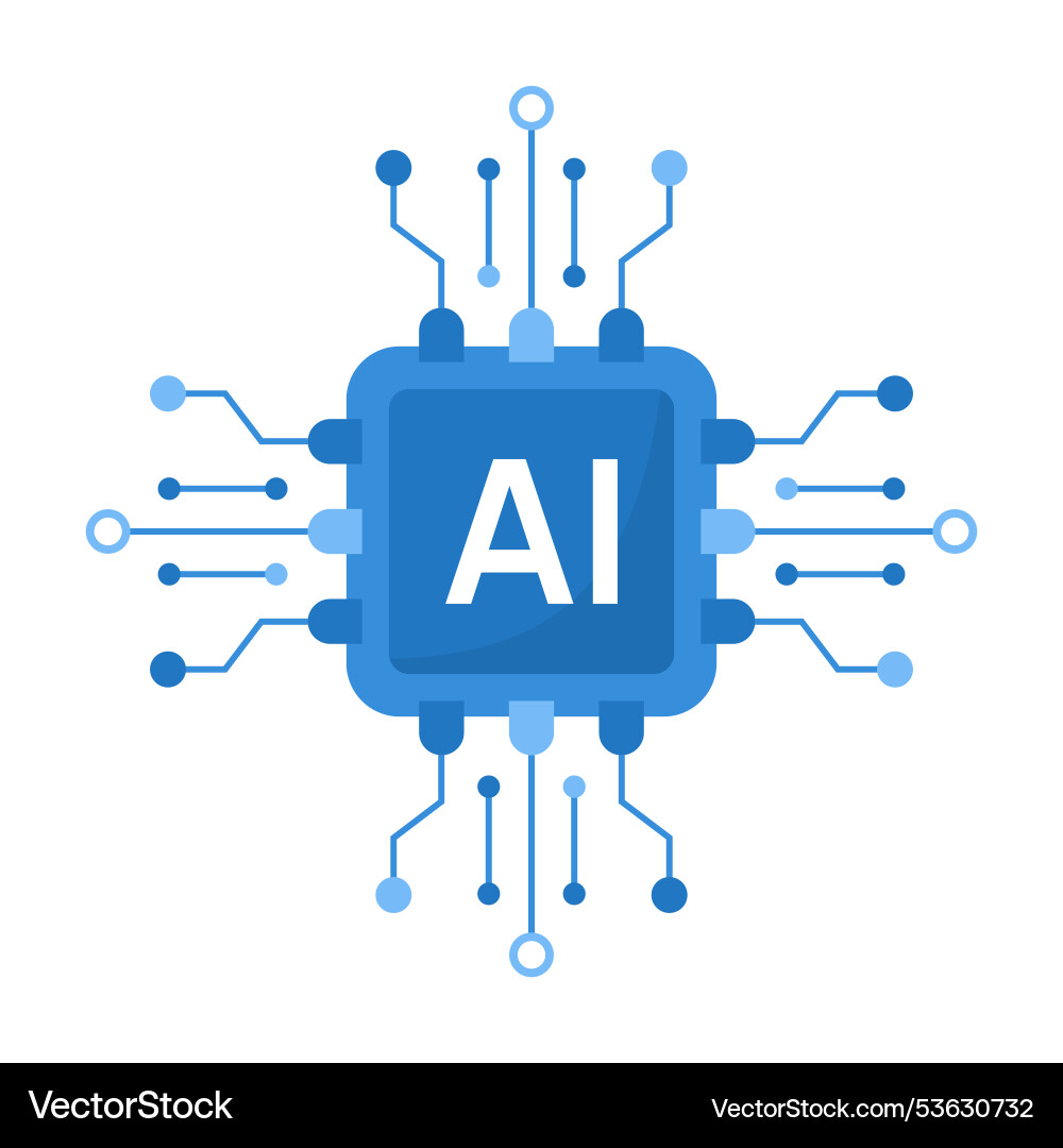 Artificial intelligence in the form of a processor Artificial intelligence in the form of a processor Vector Image