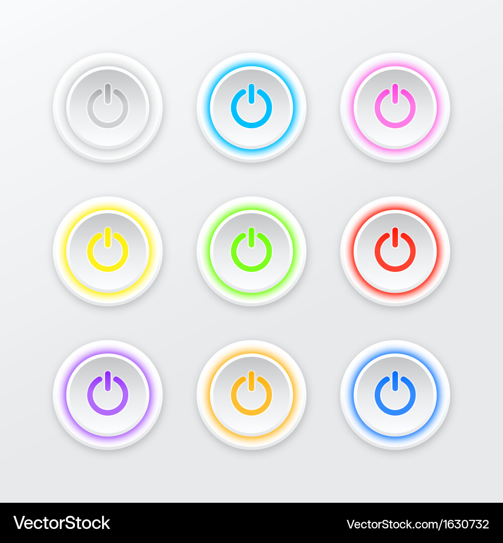 Colored power button vector image