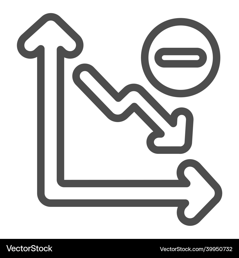 Declining graph with arrow going down and minus Declining graph with arrow going down and minus vector image