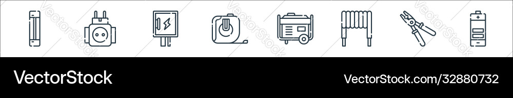 Electrician tools and line icons linear set Electrician tools and line icons linear set Vector Image