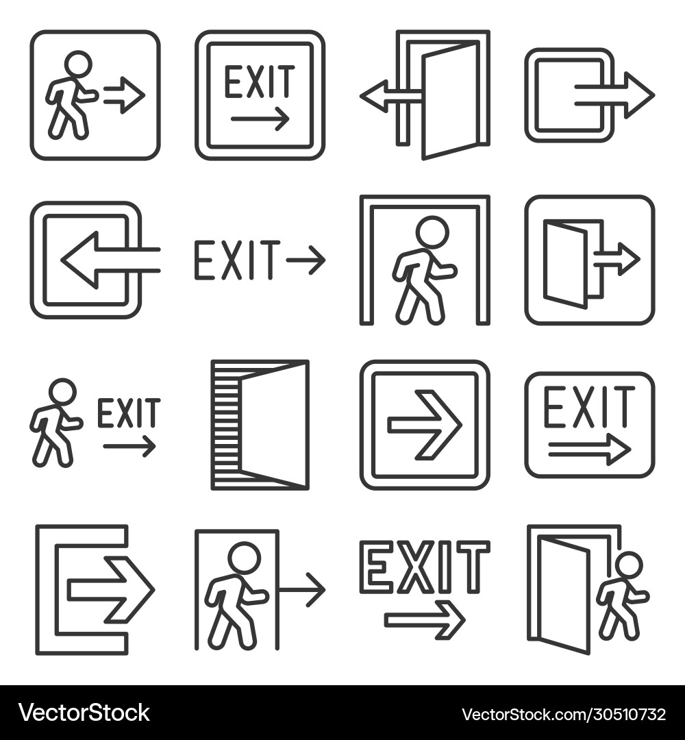 Exit Icons Set - Line Style vector image